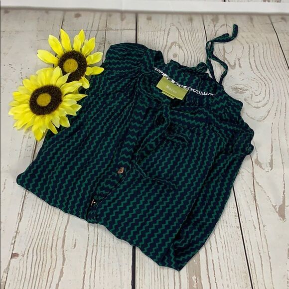 MAEVE Anthropologie Viscose Blouse Medium Green - Picture 3 of 6
